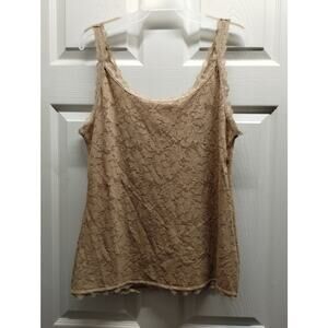 Soma Size XL Intimates Tan Eyelet Floral Unlined Lace Y2K-Inspired Tank Top